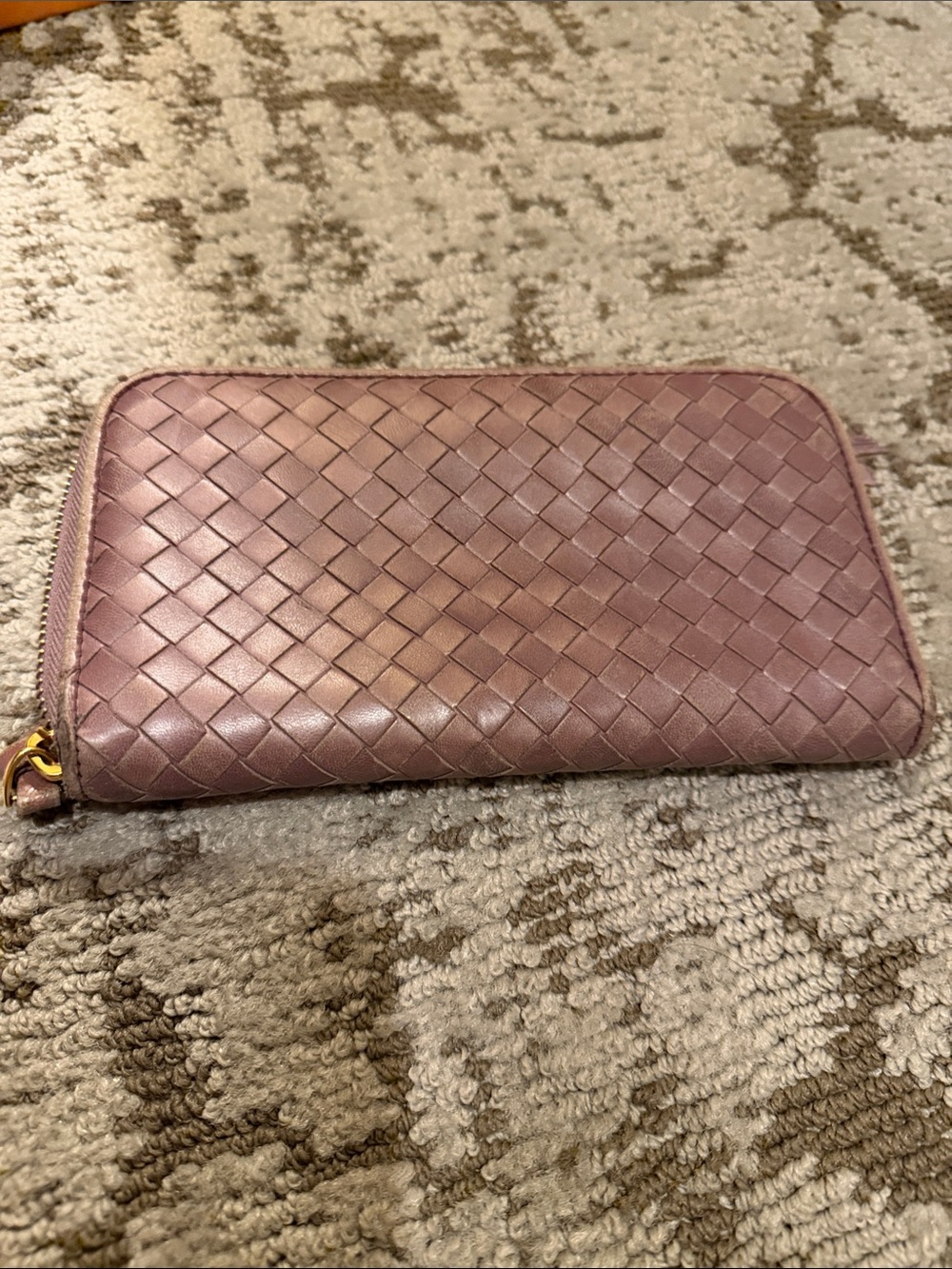 Bottega Veneta Mauve Pink Intrecciato Zip Wallet